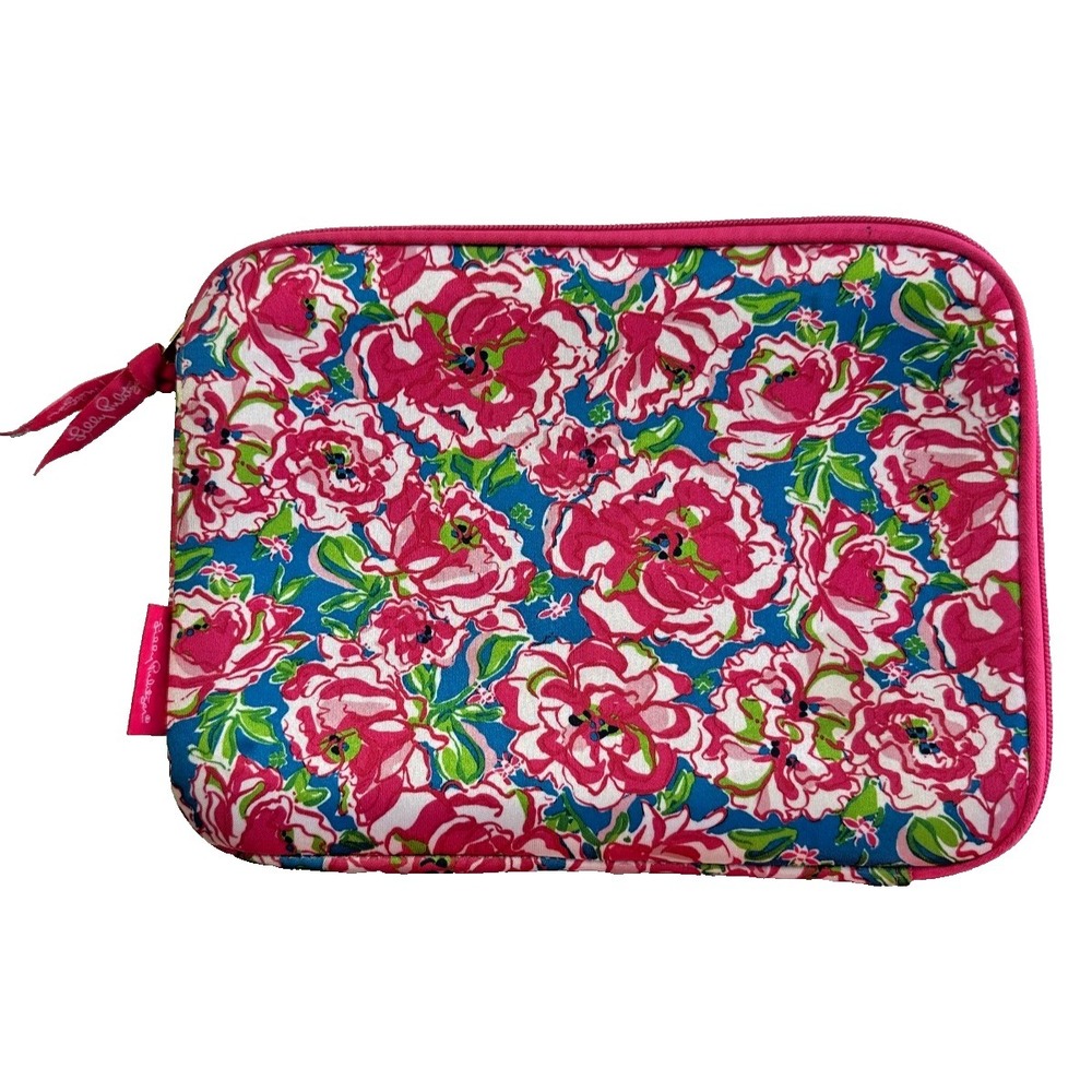 Lilly Pulitzer Neoprene‎ Tech Sleeve Flamingo Print Padded Zip Case Resort Chic